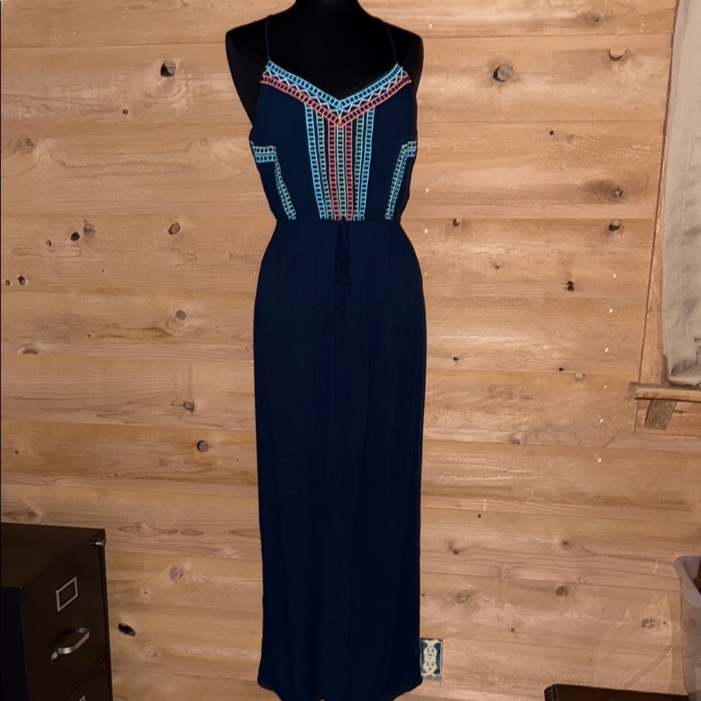 Lily Rose Blue and Green Maxi Dress with Elegant Design spaghetti straps